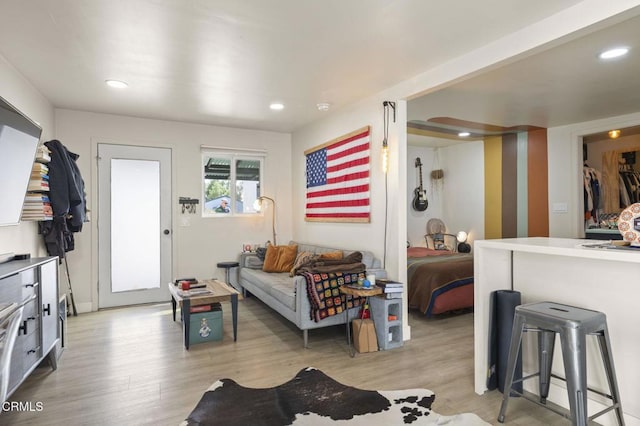 151 W Vince St, Ventura, CA 93001 - living area featuring light wood-style flooring and recessed lighting