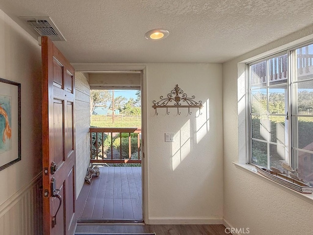 540 Pico Ave Unit 110, San Simeon, CA 93452 - entryway featuring wood finished floors, plenty of natural light, a textured ceiling, and baseboards