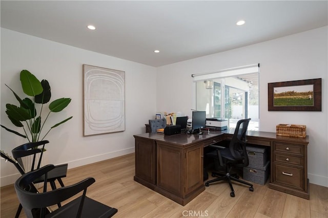 2315 Heather Ln, Newport Beach, CA 92660 - office featuring light wood-style flooring, recessed lighting, and baseboards