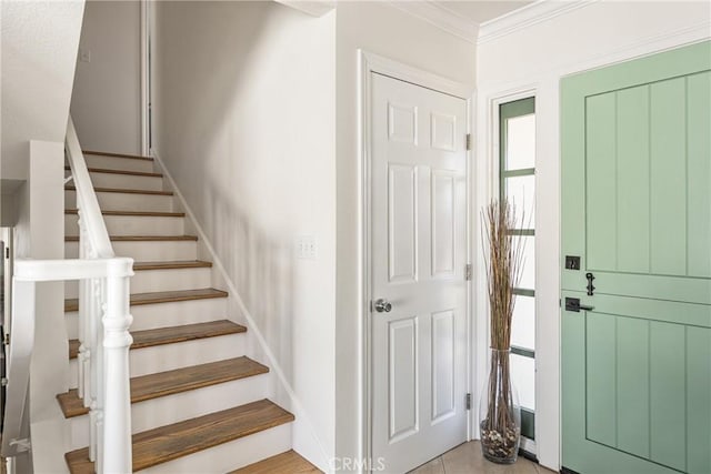 17252 Breda Ln, Huntington Beach, CA 92649 - foyer with stairway and crown molding