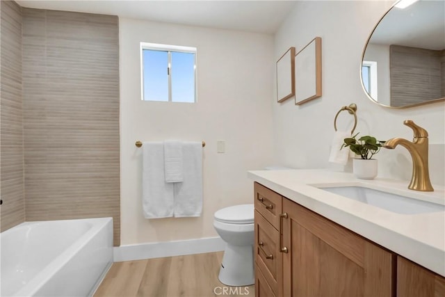 6445 Beryl St, Rancho Cucamonga, CA 91701 - full bath featuring wood finished floors, toilet, vanity, and baseboards