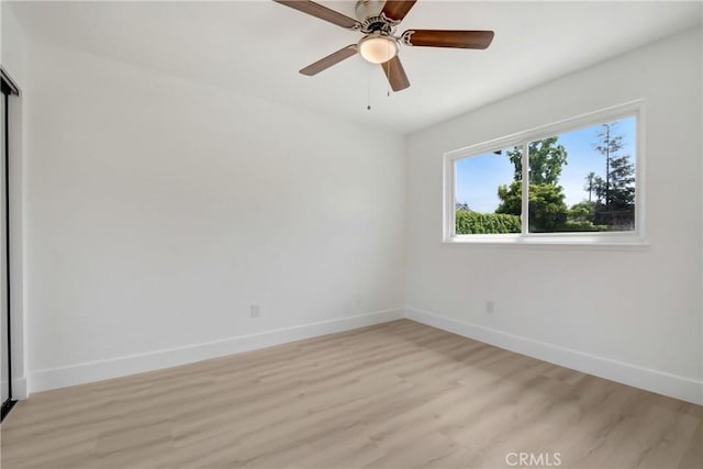 6445 Beryl St, Rancho Cucamonga, CA 91701 - spare room with light wood-style flooring, baseboards, and a ceiling fan