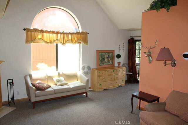 2205 Freeman Dr, Pine Mountain Club, CA 93225 - carpeted living room with high vaulted ceiling
