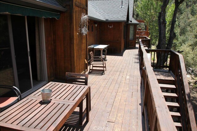 2205 Freeman Dr, Pine Mountain Club, CA 93225 - view of patio featuring a wooden deck and stairs
