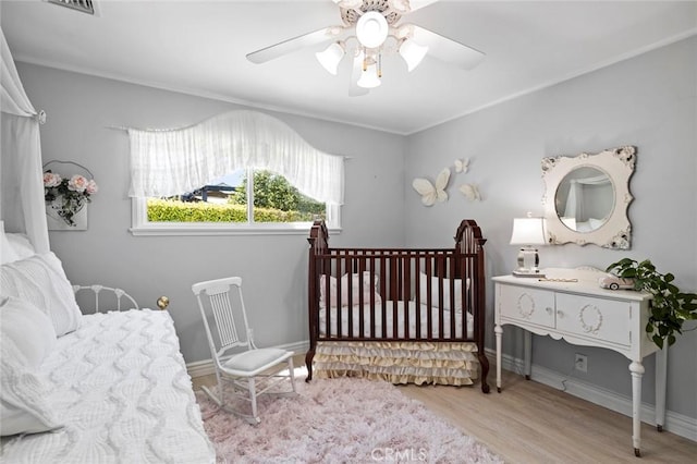 19129 E Orangepath St, Glendora, CA 91741 - bedroom with wood finished floors, a ceiling fan, and baseboards