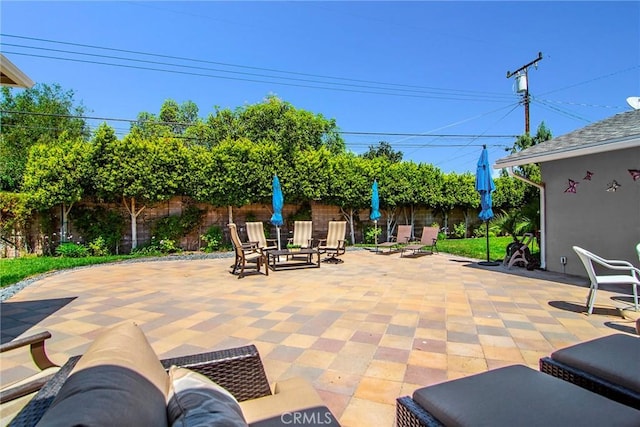 view of patio featuring a fenced backyard