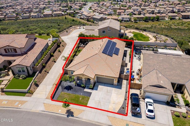 aerial view of residential area featuring property boundaries highlighted