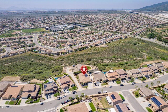 17837 Grapevine Ln, San Bernardino, CA 92407 - aerial view of property and surrounding area with nearby suburban area