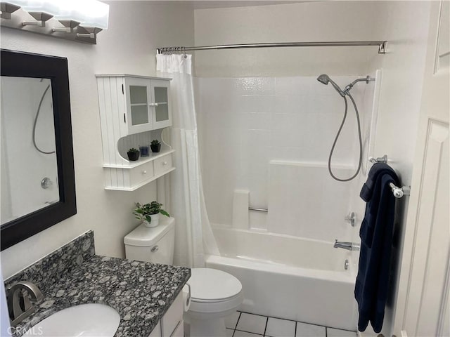21203 Camelia Unit 34, Lake Forest, CA 92630 - full bathroom featuring tile patterned floors, shower / bath combination with curtain, toilet, and vanity