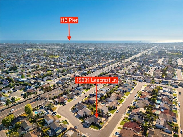 19931 Leecrest Ln, Huntington Beach, CA 92646 - aerial view of property and surrounding area with nearby suburban area