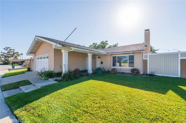 19931 Leecrest Ln, Huntington Beach, CA 92646 - single story home with an attached garage, driveway, stucco siding, and a chimney