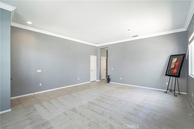 29365 Sparkling Dr, Menifee, CA 92584 - spare room featuring crown molding, baseboards, tile patterned floors, carpet floors, and recessed lighting