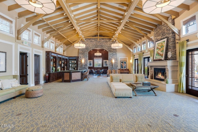 1541 Windshore Way, Oxnard, CA 93035 - common area featuring high vaulted ceiling and beamed ceiling