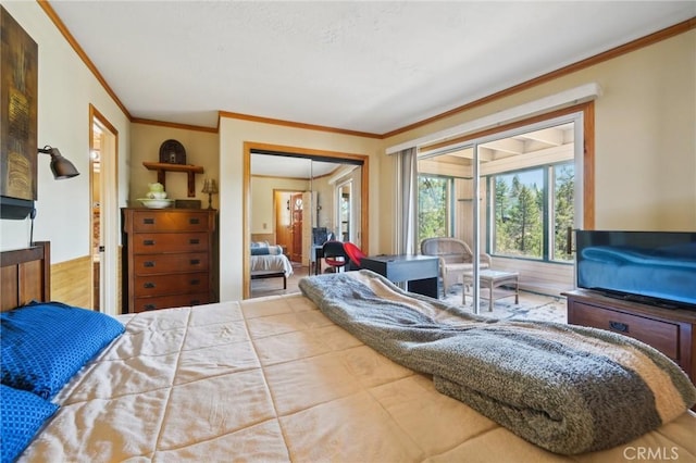 1179 Ridge Rd, Fawnskin, CA 92333 - bedroom featuring crown molding and a closet
