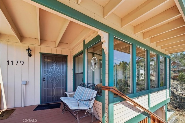 1179 Ridge Rd, Fawnskin, CA 92333 - entrance to property with a porch and board and batten siding
