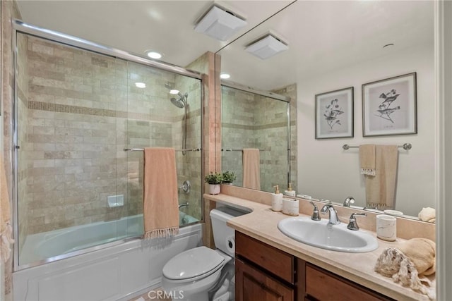 12044 Hoffman St Unit 204, Studio City, CA 91604 - bathroom featuring shower / bath combination with glass door, toilet, and vanity