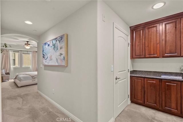 12044 Hoffman St Unit 204, Studio City, CA 91604 - hall featuring light colored carpet, baseboards, and recessed lighting