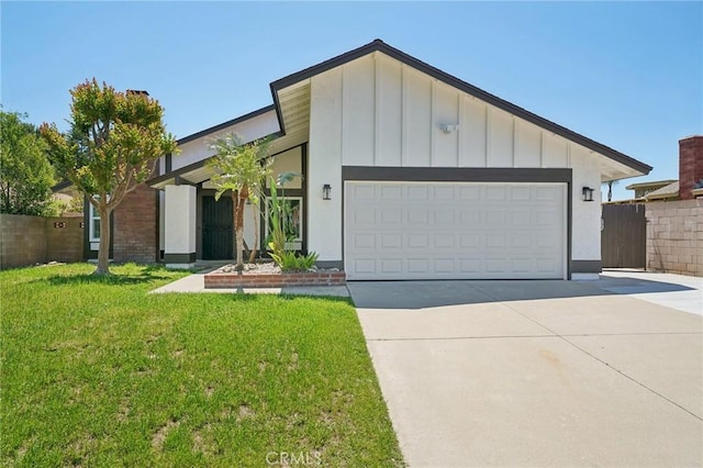 view of front of property featuring concrete driveway, a garage, and board and batten siding