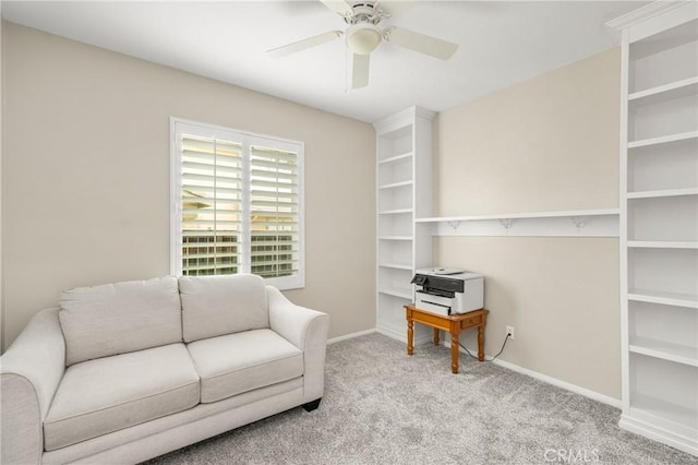 32748 Stonefield Ln, Temecula, CA 92592 - sitting room with carpet floors, a ceiling fan, and baseboards