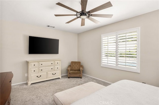 32748 Stonefield Ln, Temecula, CA 92592 - bedroom featuring light colored carpet, baseboards, and ceiling fan