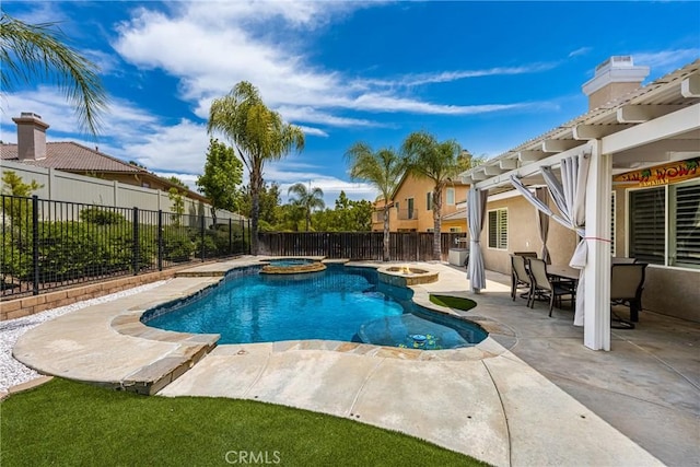 32748 Stonefield Ln, Temecula, CA 92592 - view of pool with a pool with connected hot tub, a fenced backyard, and a patio area
