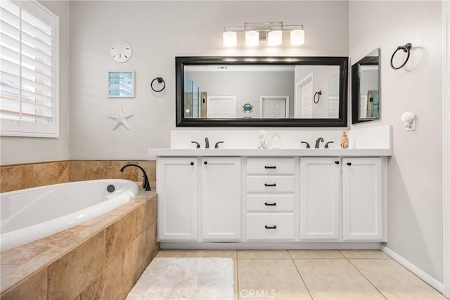32748 Stonefield Ln, Temecula, CA 92592 - full bathroom with tile patterned flooring, a garden tub, and double vanity