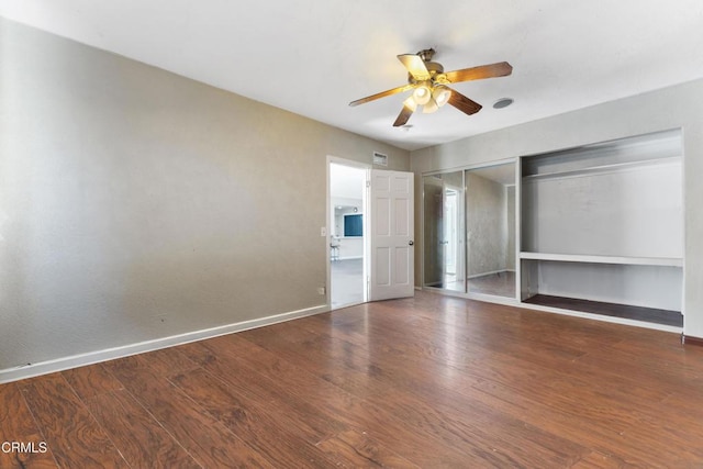 8534 Beverly Dr, San Gabriel, CA 91775 - unfurnished bedroom with a closet, wood finished floors, and ceiling fan