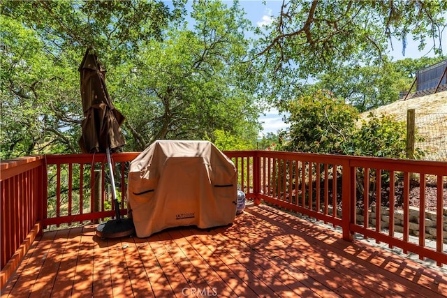deck featuring area for grilling