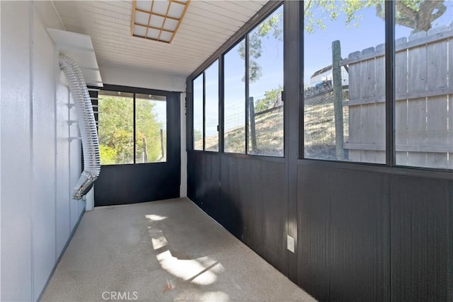 view of unfurnished sunroom