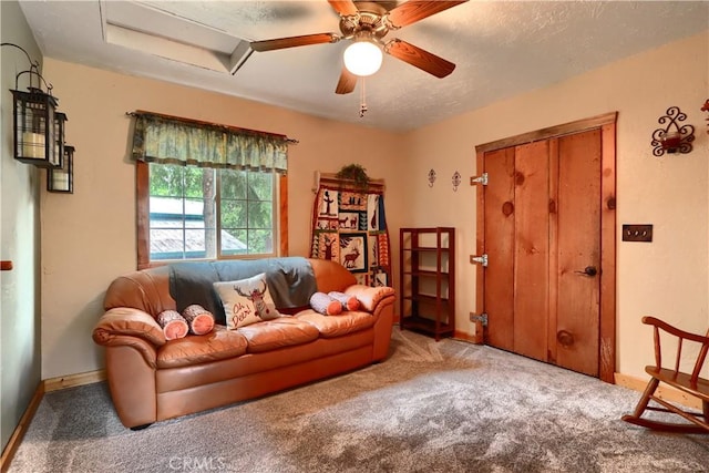 7072 Cranes Nest Rd, Mariposa, CA 95338 - living area with carpet flooring, ceiling fan, and baseboards