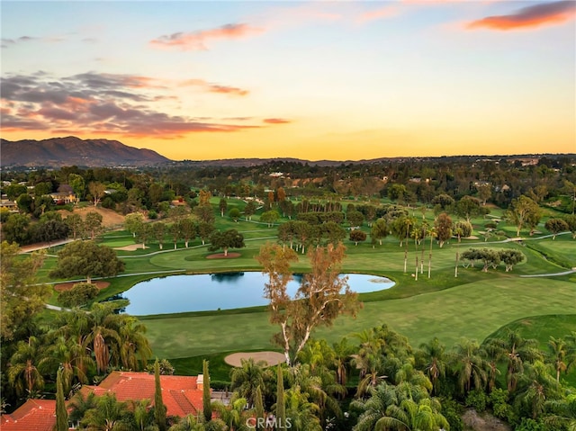 4775 Somerset Dr, Riverside, CA 92507 - surrounding community featuring a water and mountain view, view of golf course, and a lawn
