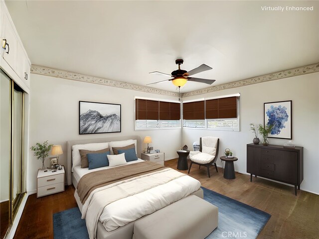 817 W Heber St, Glendora, CA 91741 - bedroom featuring a closet, wood finished floors, and a ceiling fan