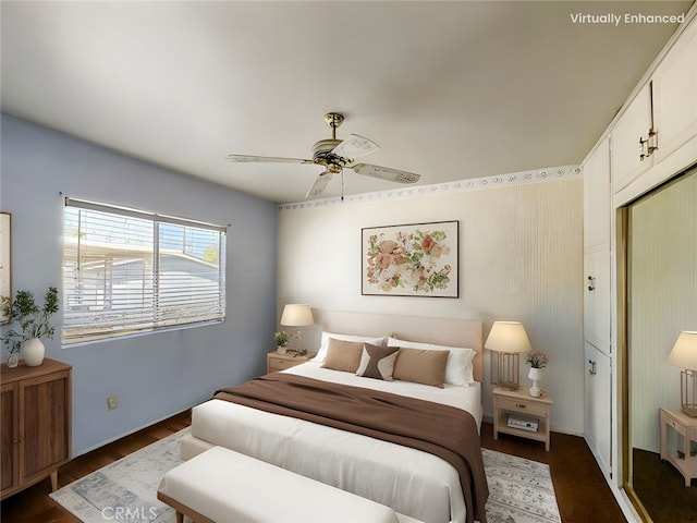 817 W Heber St, Glendora, CA 91741 - bedroom featuring a closet, a ceiling fan, and wood finished floors