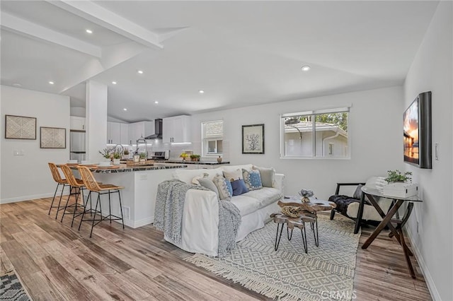 803 Spencer St, Redondo Beach, CA 90277 - living room with light wood-type flooring, baseboards, and recessed lighting