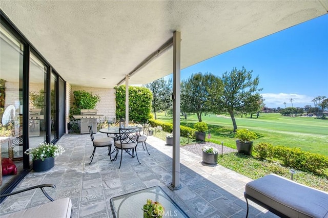1057 Granville Dr, Newport Beach, CA 92660 - view of patio featuring area for grilling, outdoor dining area, and view of golf course