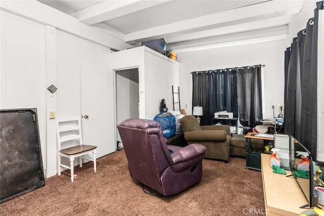 1825 Magnolia Ave, Chico, CA 95926 - carpeted living area featuring beamed ceiling