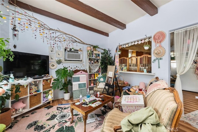 1825 Magnolia Ave, Chico, CA 95926 - living area with beam ceiling and wood finished floors