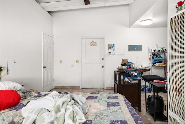 1825 Magnolia Ave, Chico, CA 95926 - bedroom featuring a heating unit, tile patterned flooring, and lofted ceiling