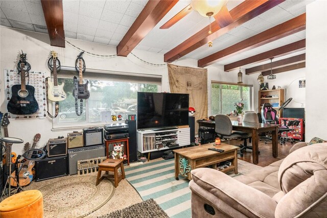 1825 Magnolia Ave, Chico, CA 95926 - living room with beamed ceiling