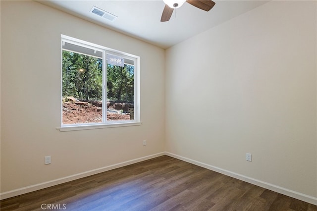 4901 Papaya Rd, Forest Ranch, CA 95942 - unfurnished room with dark wood-type flooring, baseboards, and a ceiling fan