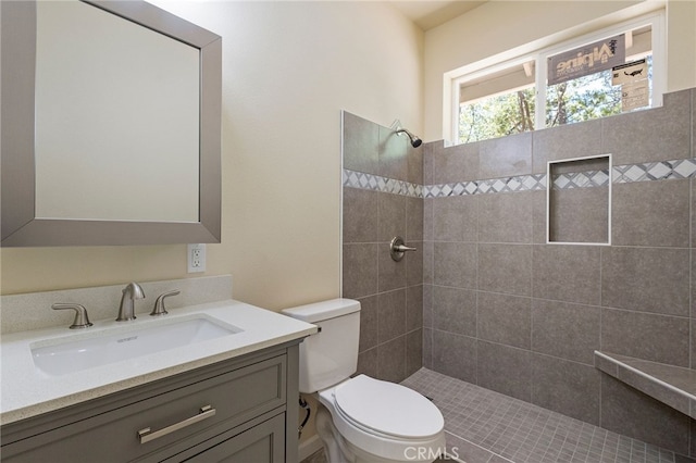4901 Papaya Rd, Forest Ranch, CA 95942 - full bathroom featuring a tile shower, toilet, and vanity