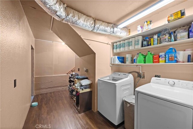 15 Vittoria St, Laguna Niguel, CA 92677 - laundry area with washing machine and clothes dryer and wood finished floors