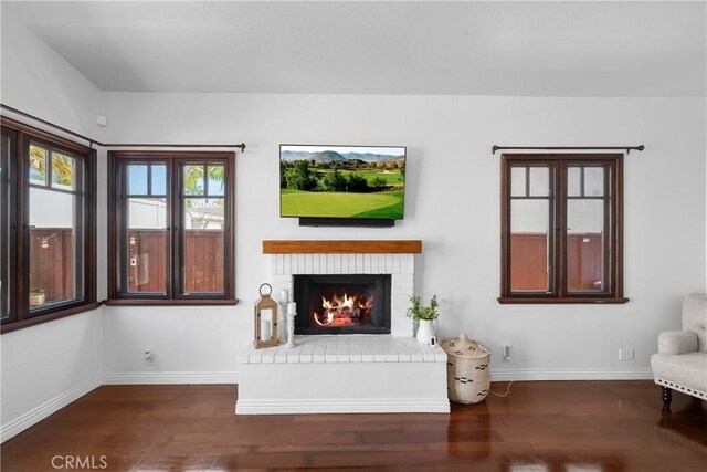15 Vittoria St, Laguna Niguel, CA 92677 - living room featuring wood finished floors, baseboards, and a fireplace