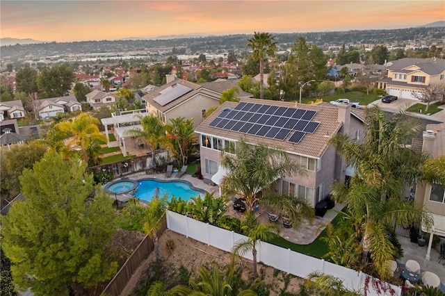 32871 Levi Ct, Temecula, CA 92592 - aerial view at dusk of a residential view and view of pool area