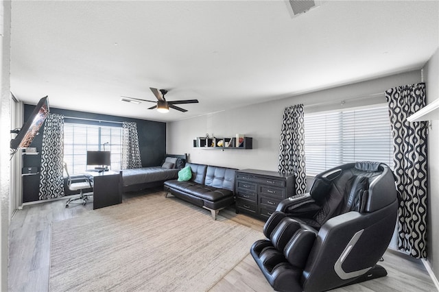 32871 Levi Ct, Temecula, CA 92592 - living room featuring an office area, ceiling fan, and wood finished floors