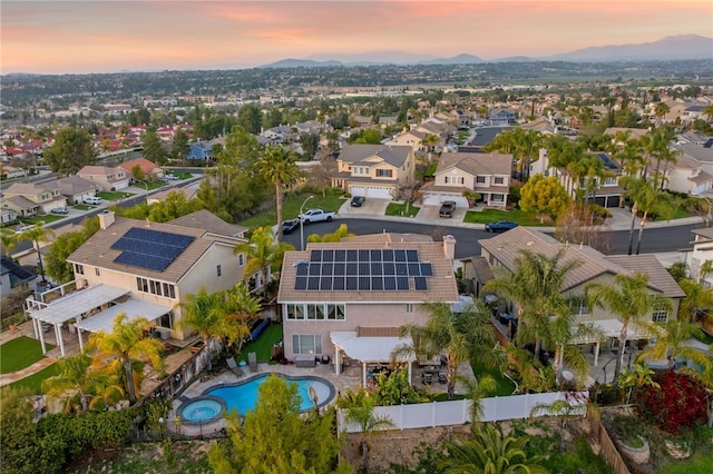 32871 Levi Ct, Temecula, CA 92592 - aerial view at dusk of a mountain view, a residential view, and view of pool