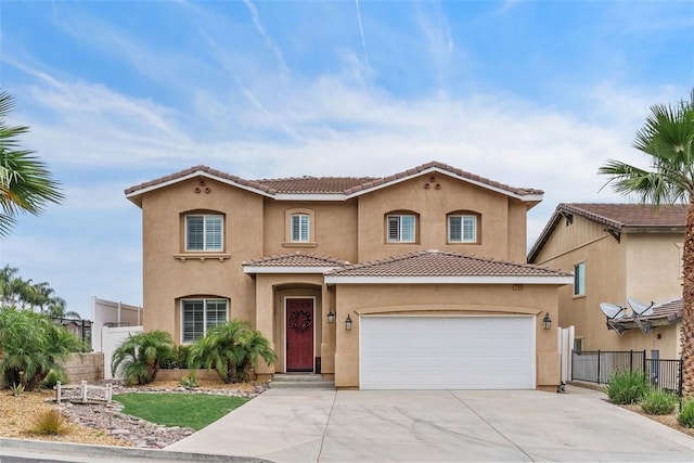 1709 Duncan Way, Corona, CA 92881 - mediterranean / spanish-style house with a tile roof, fence, stucco siding, a garage, and driveway