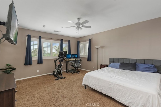 1709 Duncan Way, Corona, CA 92881 - bedroom with baseboards, carpet floors, a desk, and a ceiling fan