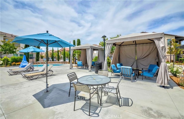 14533 Verona Pl, Eastvale, CA 92880 - view of patio / terrace featuring a gazebo and fence