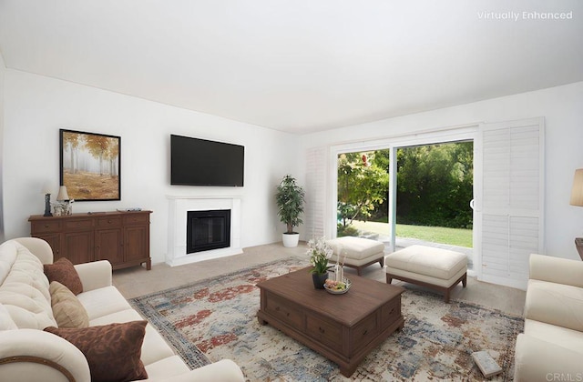 4402 Shearwater Way, Oceanside, CA 92057 - carpeted living area featuring a glass covered fireplace